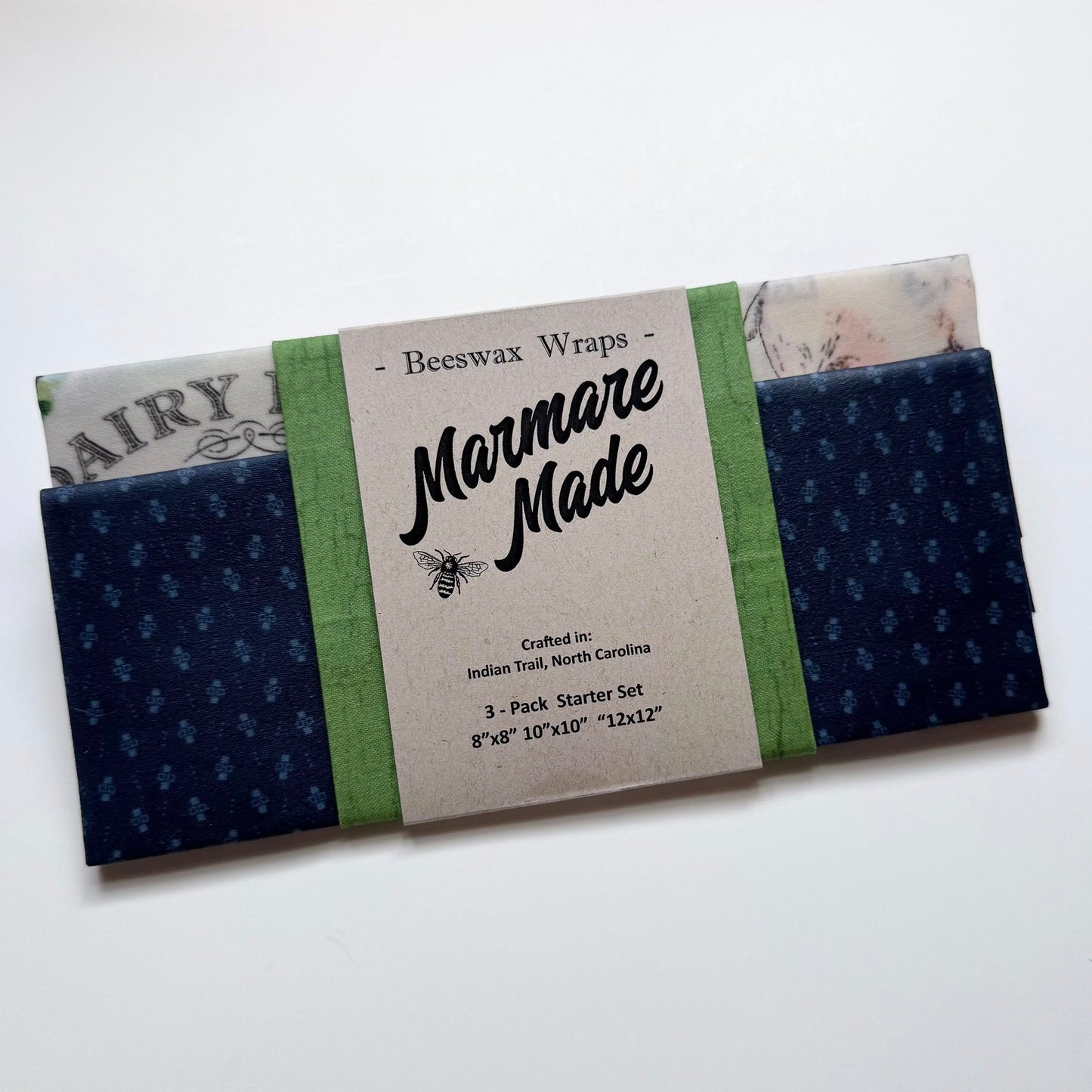 3 Pack Beeswax Wraps | Reusable Food Wraps | "Farm Fresh" pattern
