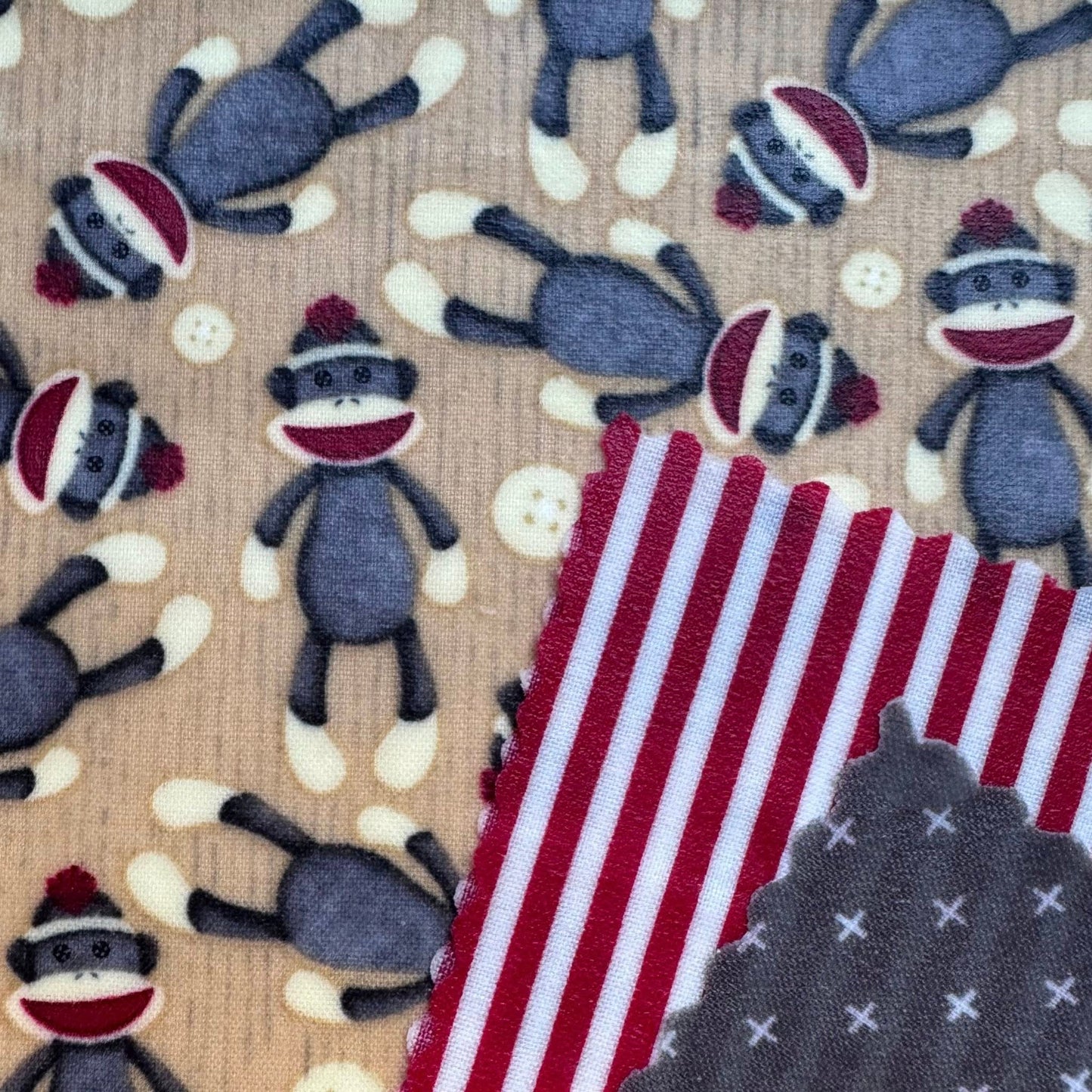 3 Pack Beeswax Wraps | Reusable Food Wraps | "Sock Monkey" pattern