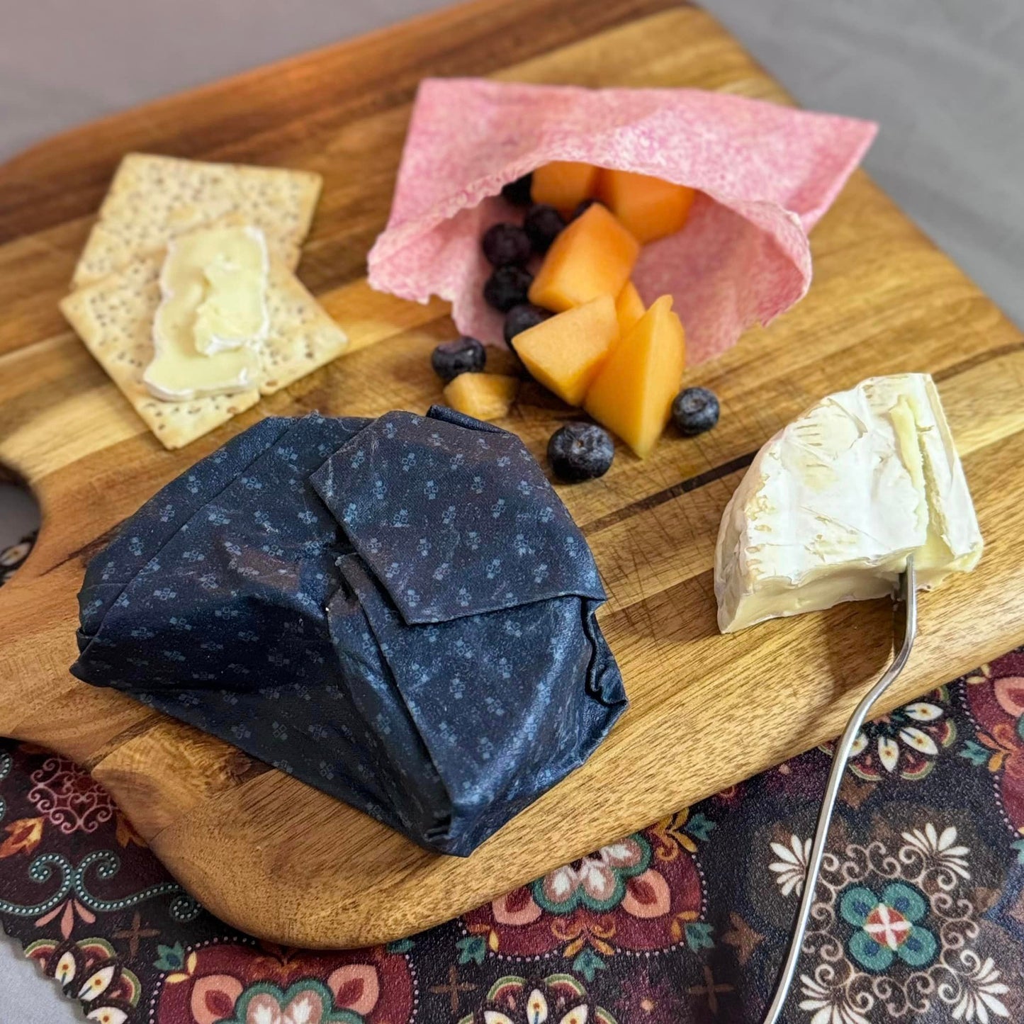 3 Pack Beeswax Wraps | Reusable Food Wraps | "Subtle Mushrooms" pattern