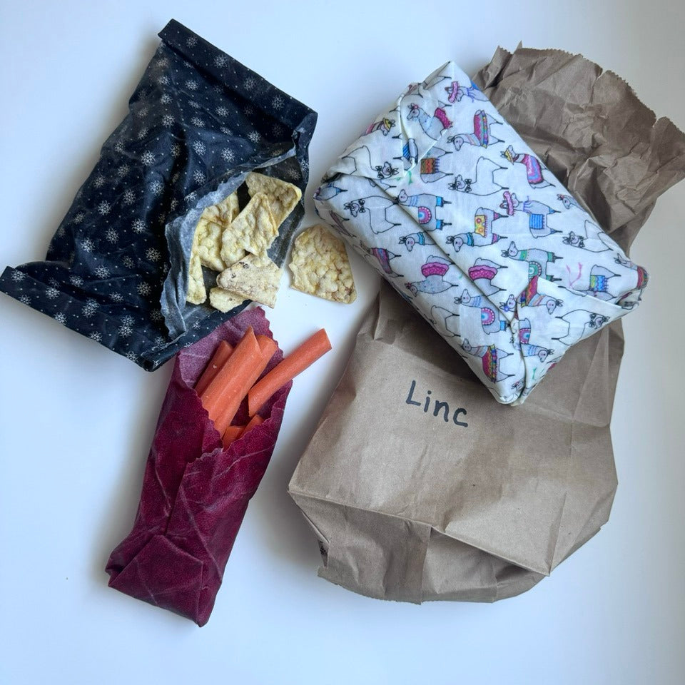3 Pack Beeswax Wraps | Reusable Food Wraps | "Silly Llamas" pattern