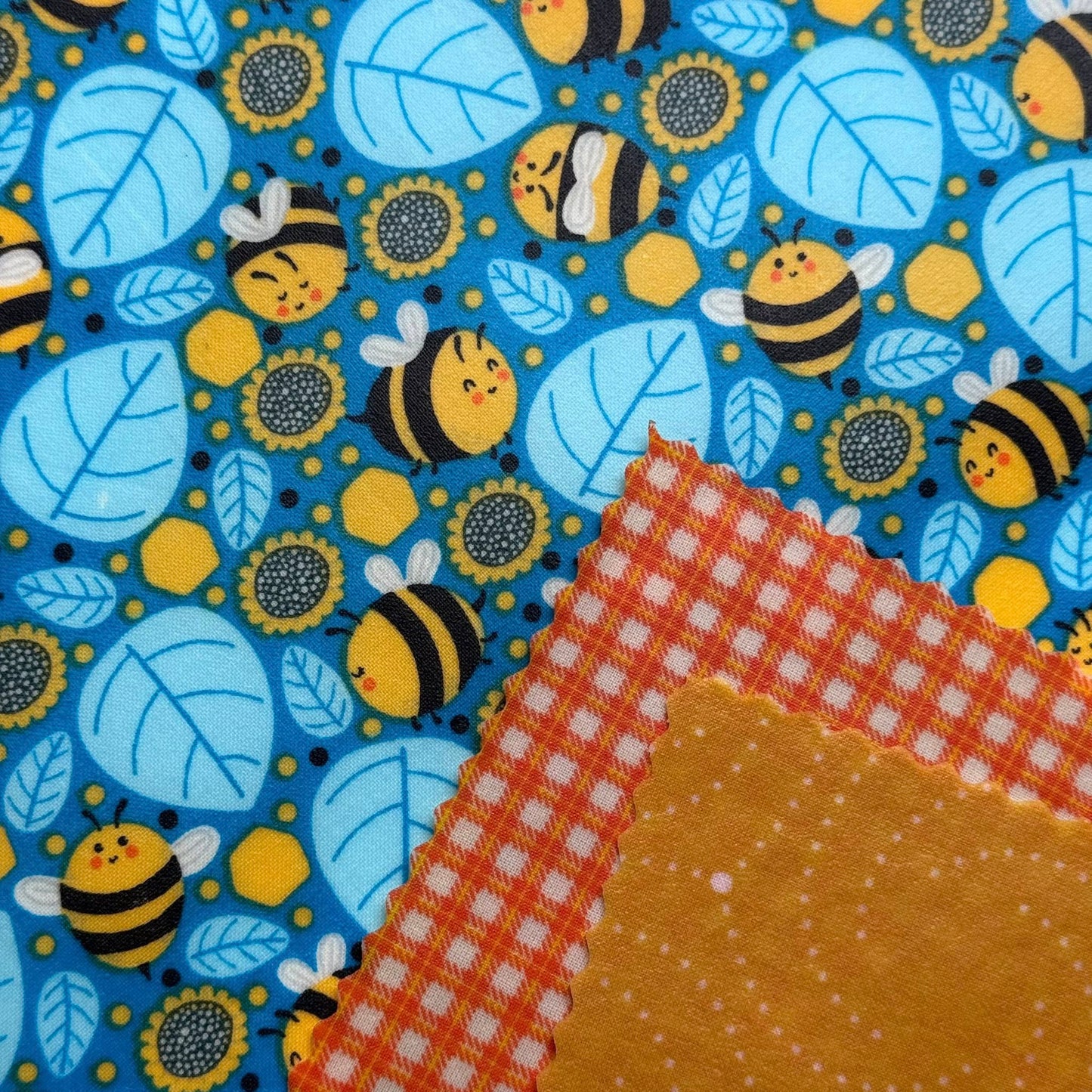 3 Pack Beeswax Wraps | Reusable Food Wraps | "Bumbles Blue" pattern