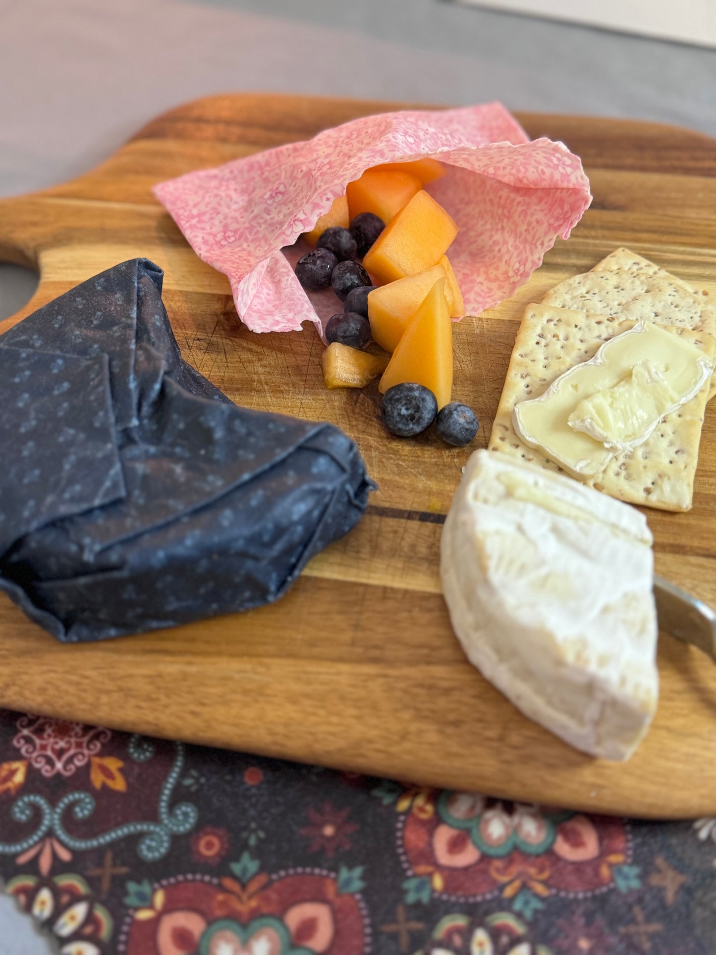 XXL Wrap | 20"x16" | Bread Bag | Sour Dough | "Mushrooms on Blue”