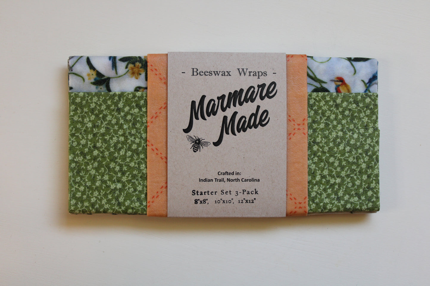 3 Pack Beeswax Wraps | Reusable Food Wraps | "Fantasy Flock" pattern