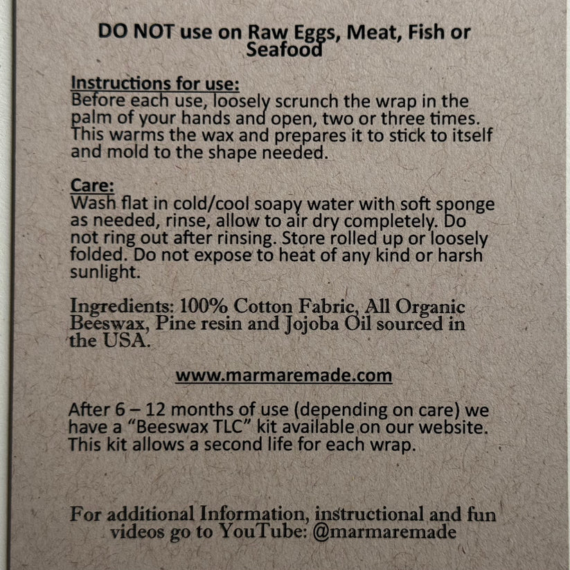 3 Pack Beeswax Wraps | Reusable Food Wraps | "Bee Damask" pattern