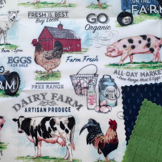 3 Pack Beeswax Wraps | Reusable Food Wraps | "Farm Fresh" pattern