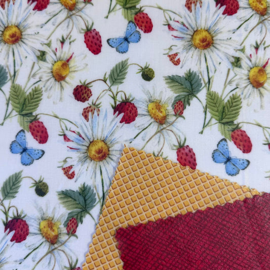 3 Pack Beeswax Wraps | Reusable Food Wraps | "Berries & Butterflies" pattern