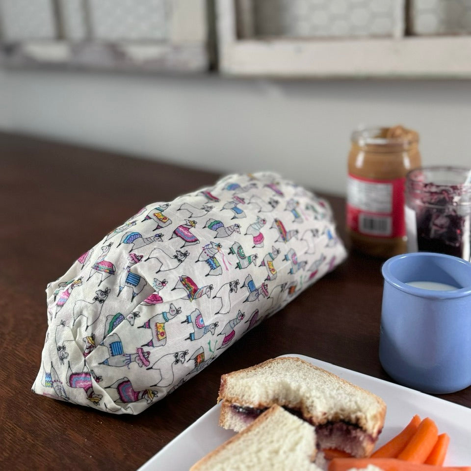 XXL Wrap | 20"x16" | Bread Bag | Sour Dough | "Tossed Bees White"