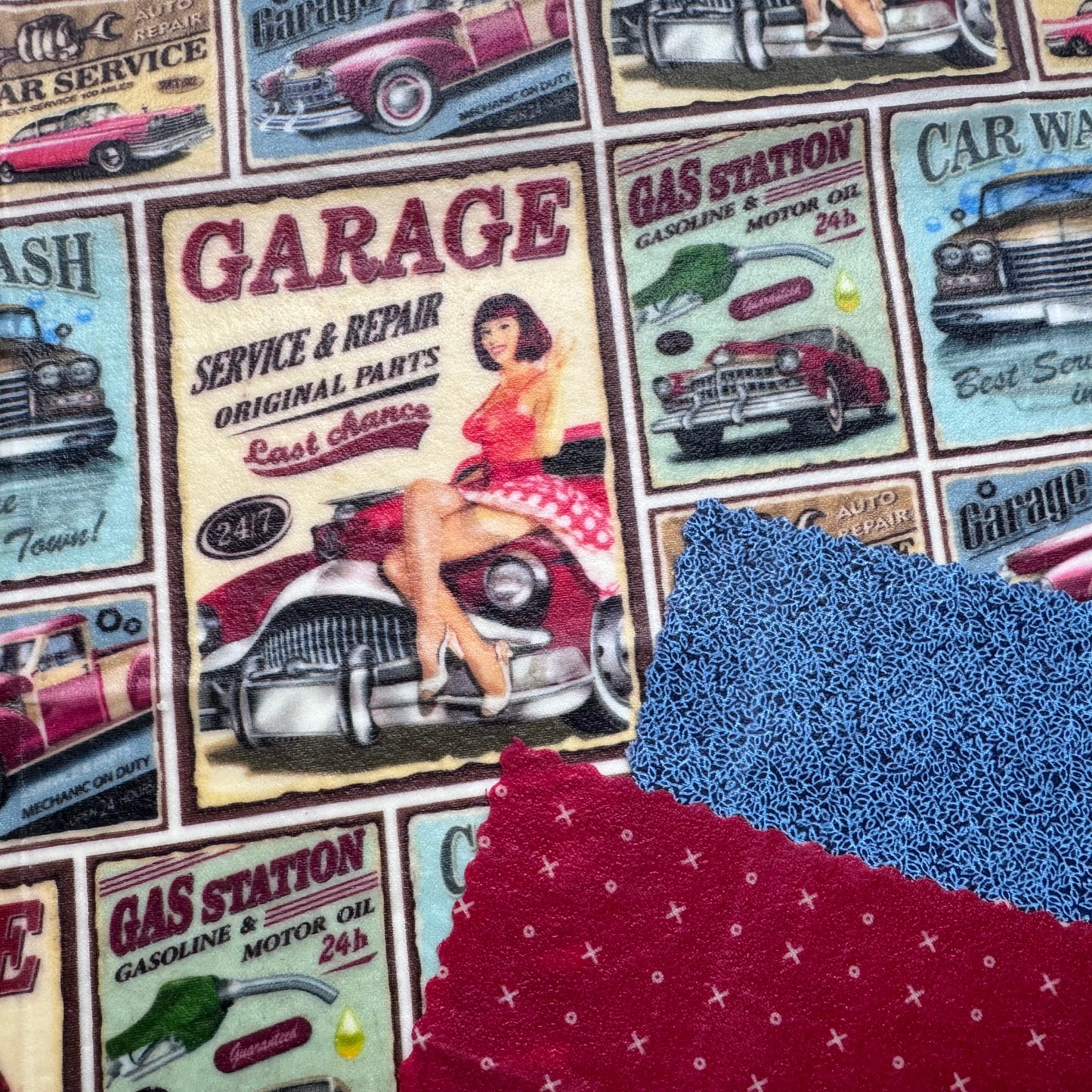 3 Pack Starter Set | Beeswax Reusable Food Wraps | "Vintage Garage" pattern