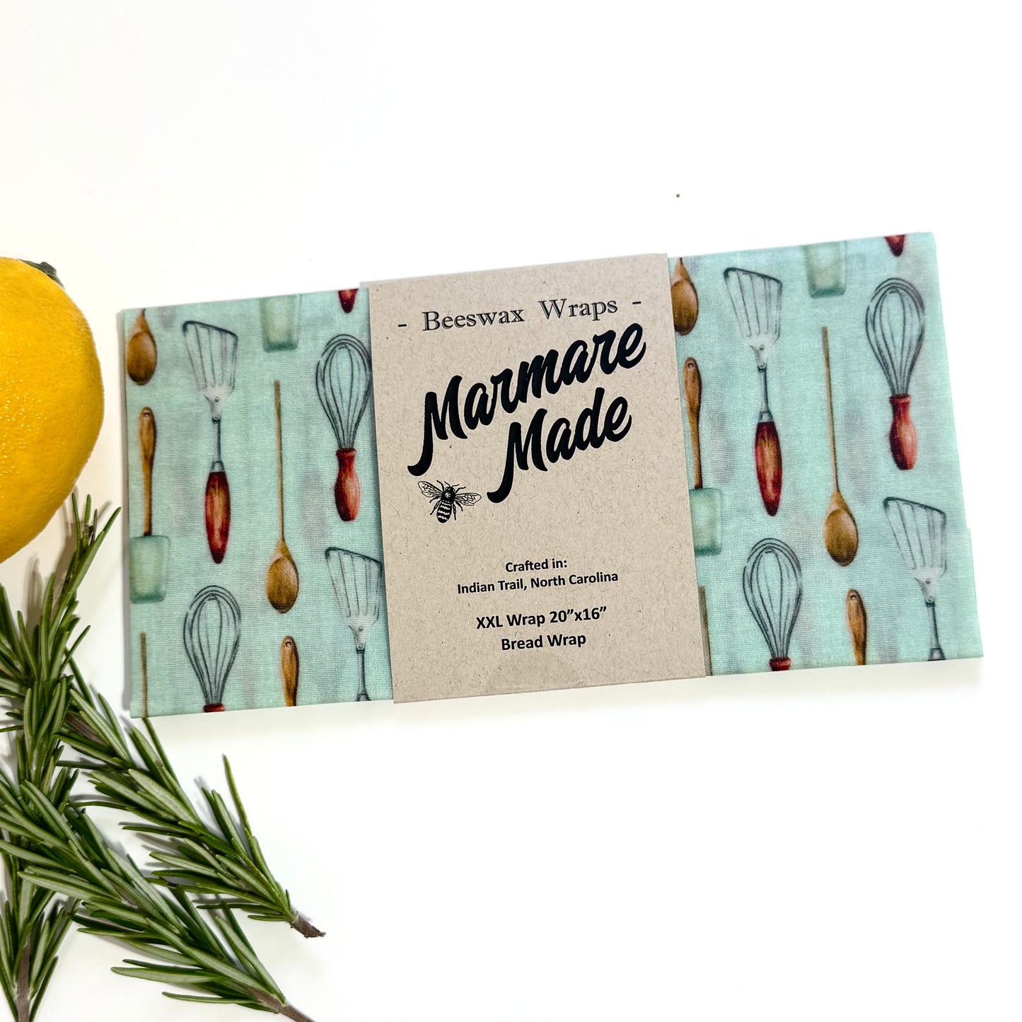 XXL 20"x16" Beeswax Wrap | Bread Bag | Sour Dough | "Kitchen: Tools” pattern