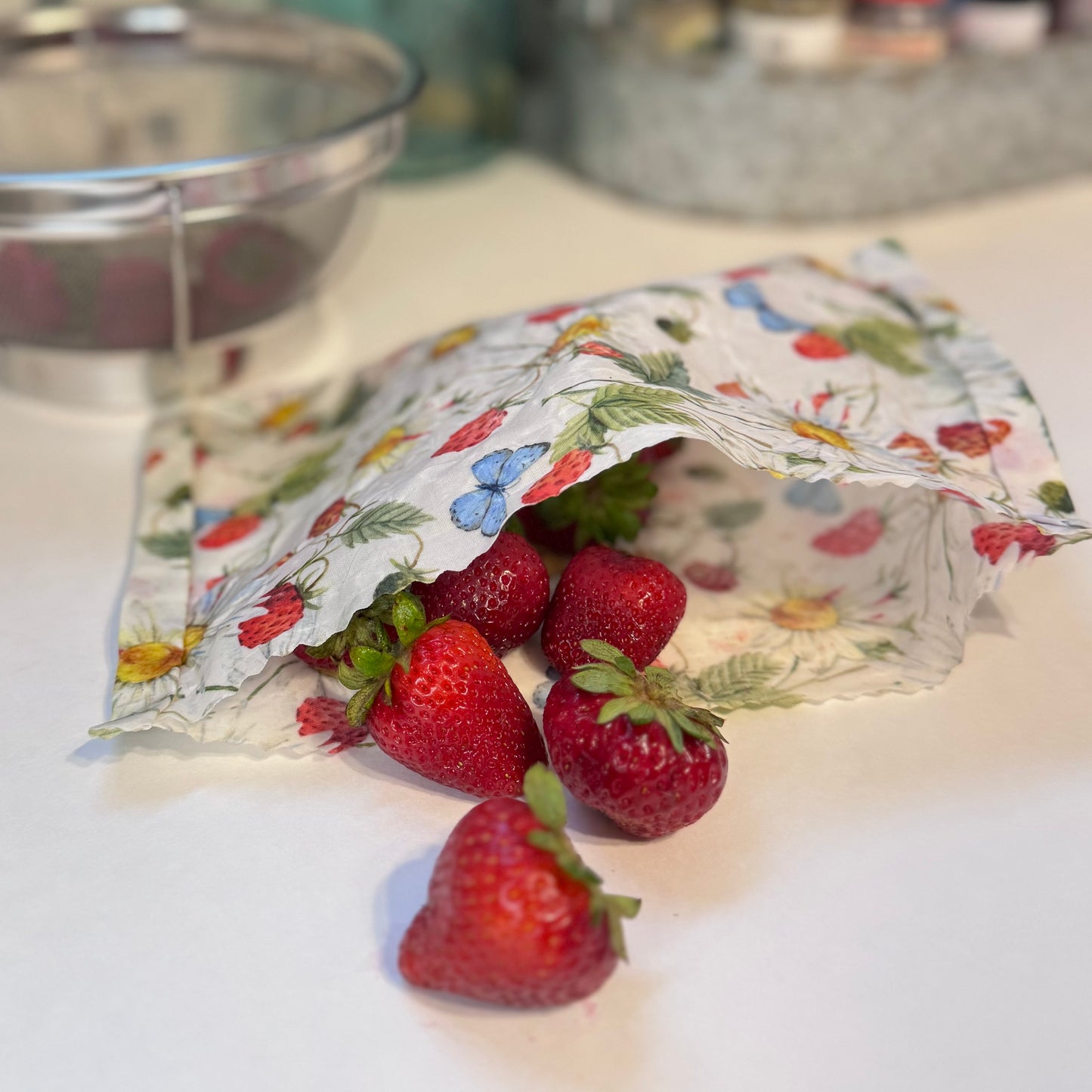 3 Pack Beeswax Wraps | Reusable Food Wraps | "Bee Hives w/ Pink "