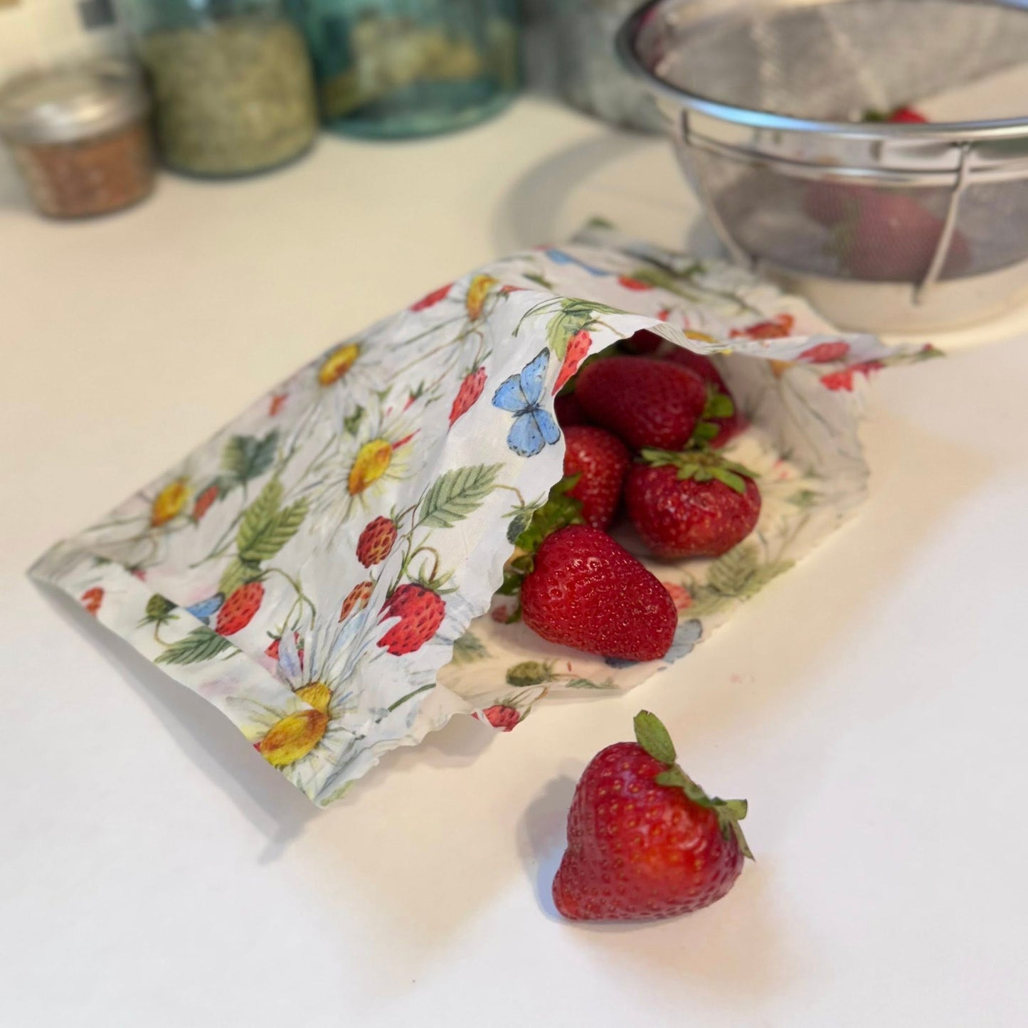 3 Pack Beeswax Wraps | Reusable Food Wraps | "Subtle Mushrooms" pattern
