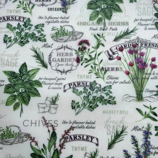 XXL 20"x16" Beeswax Wrap | Bread Bag | Sour Dough | "Fresh Herbs” pattern