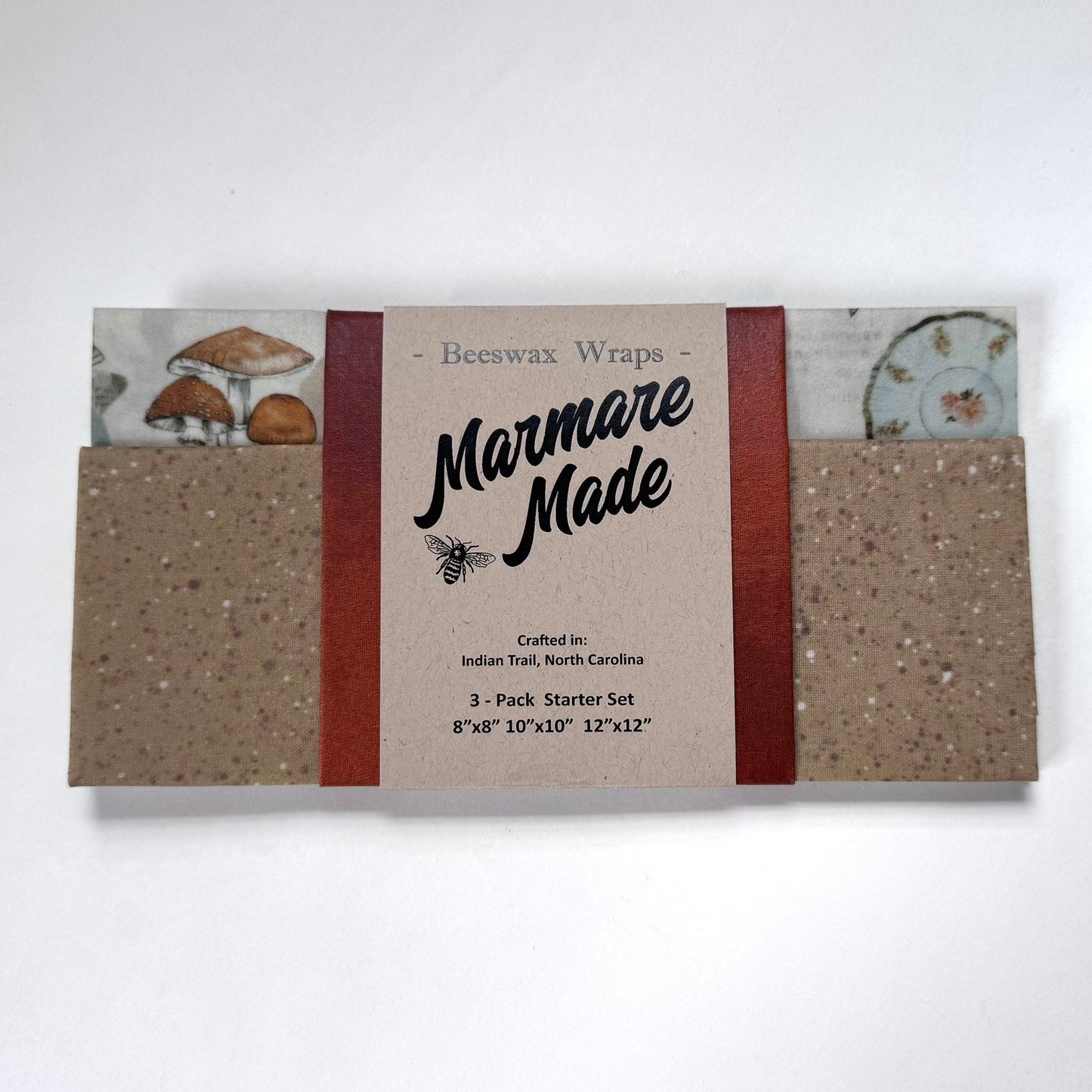 3 Pack Beeswax Wraps | Reusable Food Wraps | "Bell Jars" pattern